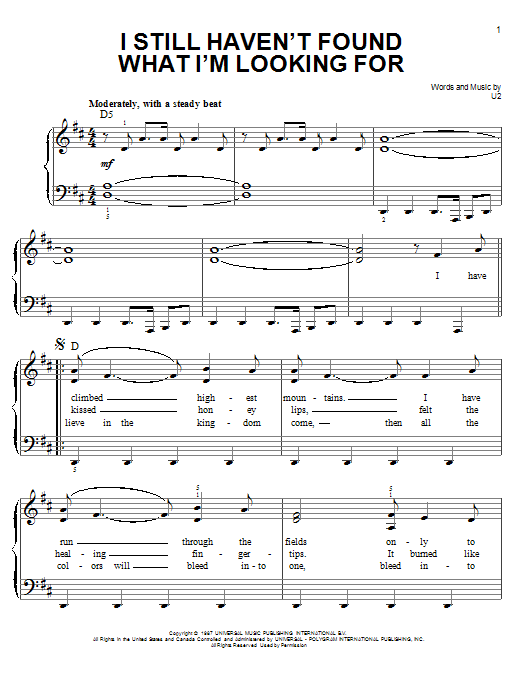 U2 I Still Haven T Found What I M Looking For Sheet Music Download Pdf Score