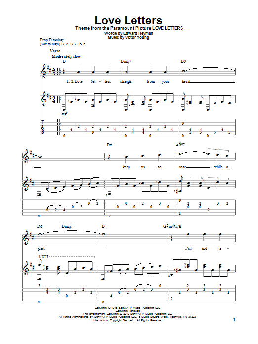 Edward Heyman Love Letters Sheet Music Notes Chords Download Pop Notes Guitar Tab Pdf Print 88839