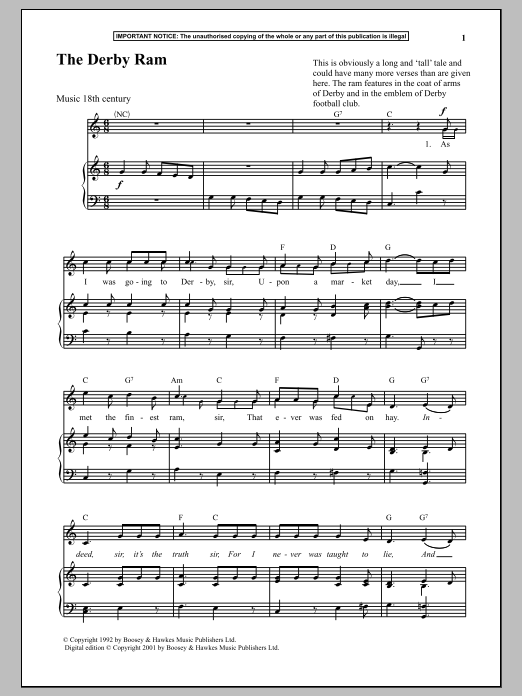 Preview Anonymous The Derby Ram Unclassified sheet music, notes and chords for Piano, SKU: 89632 sheet music, piano notes, chords, guitar tabs, score, transpose, transcribe, how to play, guide, download, learn, tutorial, progression, song, artist, awards, billboard, mtv, vh1, tour, single, album, release