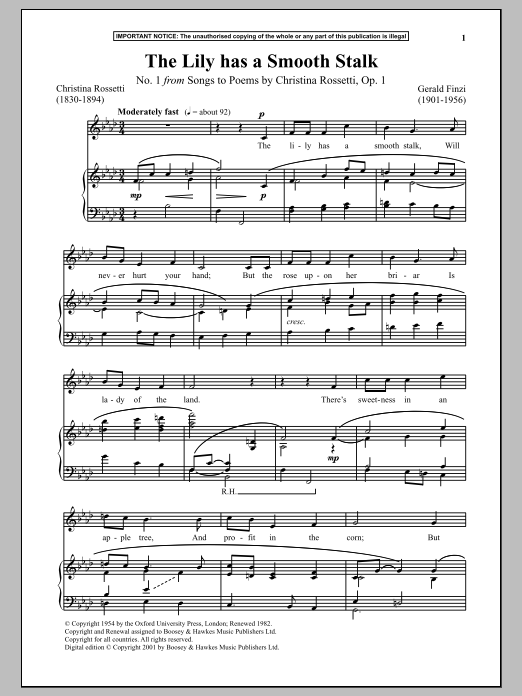 Preview Gerald Finzi The Lily Has A Smooth Stalk, Op. 1, No. 1 (from Songs To Poems) Folk sheet music, notes and chords for Piano, SKU: 90104 sheet music, piano notes, chords, guitar tabs, score, transpose, transcribe, how to play, guide, download, learn, tutorial, progression, song, artist, awards, billboard, mtv, vh1, tour, single, album, release
