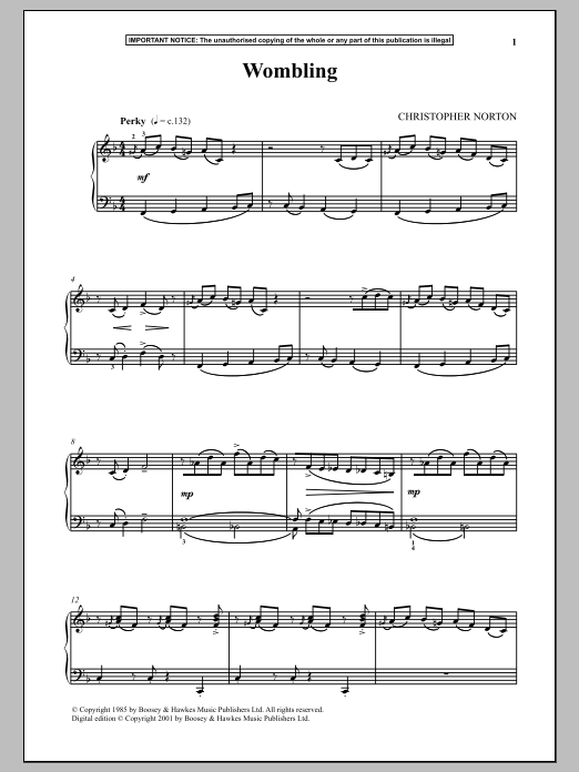 Preview Christopher Norton Wombling Classical sheet music, notes and chords for Piano, SKU: 90284 sheet music, piano notes, chords, guitar tabs, score, transpose, transcribe, how to play, guide, download, learn, tutorial, progression, song, artist, awards, billboard, mtv, vh1, tour, single, album, release