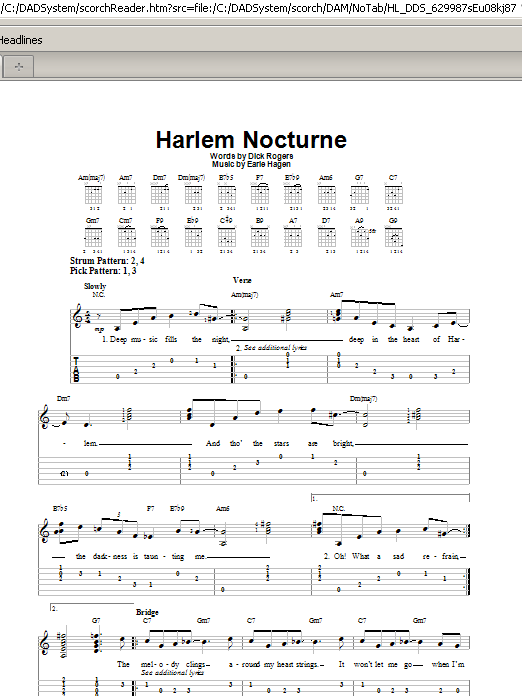 Dick Rogers Harlem Nocturne Sheet Music Notes Chords Download Jazz Notes Easy Guitar Tab Pdf Print 93505