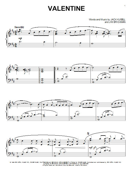 Preview Jim Brickman with Martina McBride Valentine Pop sheet music, notes and chords for Piano, SKU: 95530 sheet music, piano notes, chords, guitar tabs, score, transpose, transcribe, how to play, guide, download, learn, tutorial, progression, song, artist, awards, billboard, mtv, vh1, tour, single, album, release
