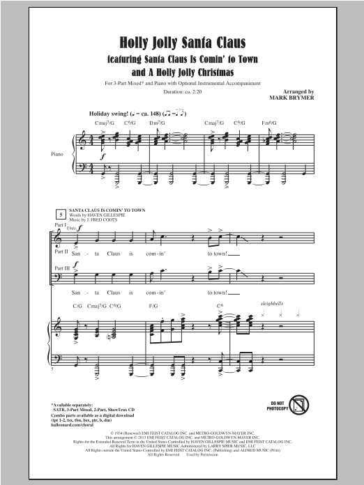 Preview Mark Brymer A Holly Jolly Christmas Concert sheet music, notes and chords for 3-Part Mixed, SKU: 97605 sheet music, piano notes, chords, guitar tabs, score, transpose, transcribe, how to play, guide, download, learn, tutorial, progression, song, artist, awards, billboard, mtv, vh1, tour, single, album, release