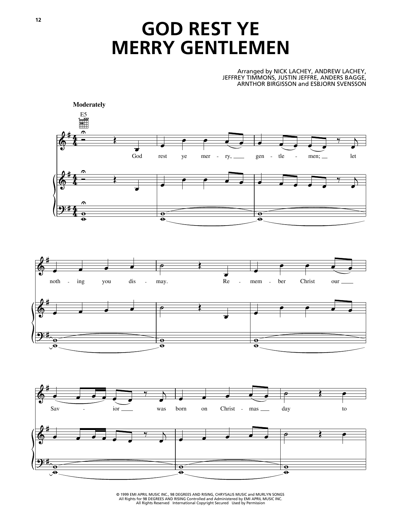 98º God Rest Ye Merry Gentlemen Sheet Music Notes & Chords for Piano, Vocal & Guitar Chords (Right-Hand Melody) - Download or Print PDF
