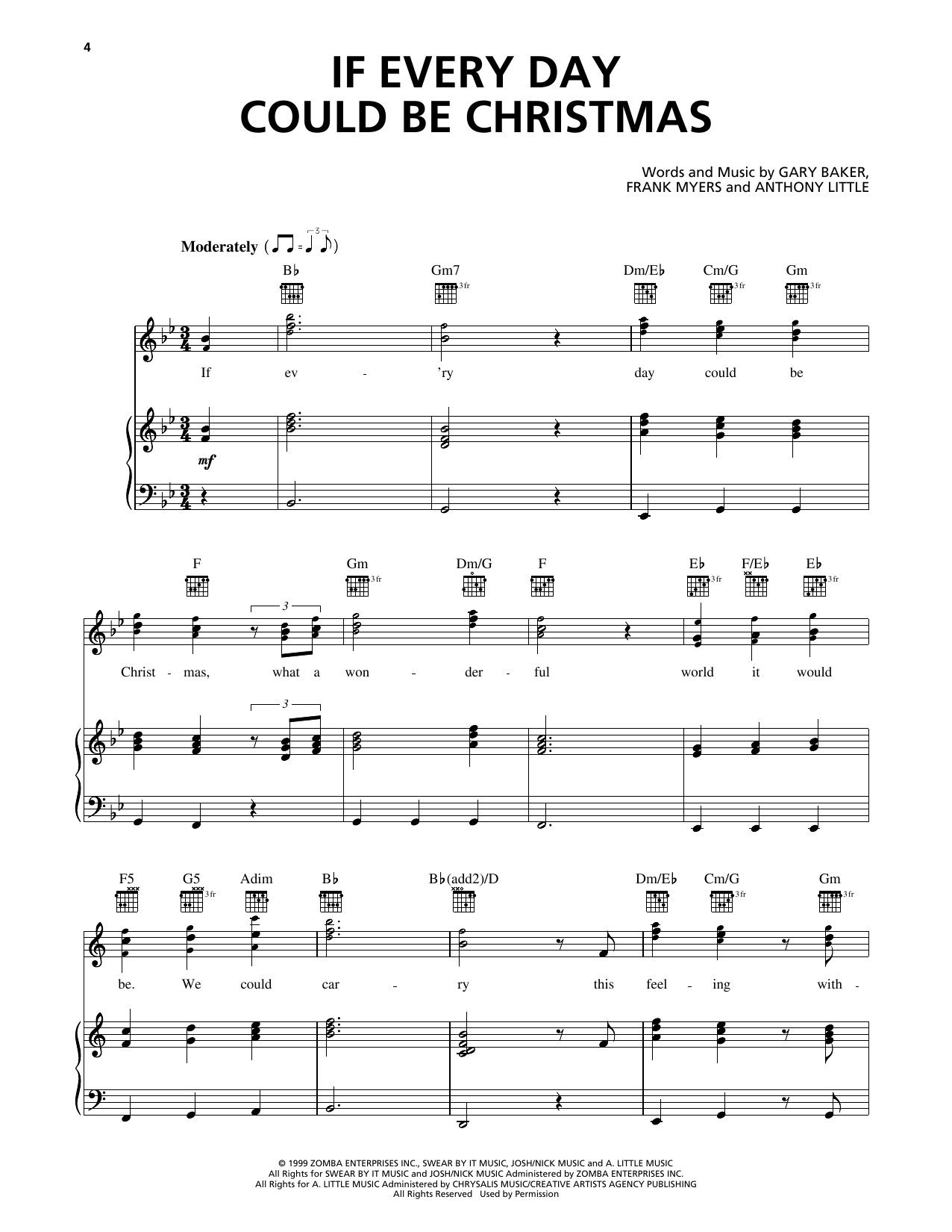 98º If Every Day Could Be Christmas Sheet Music Notes & Chords for Piano, Vocal & Guitar Chords (Right-Hand Melody) - Download or Print PDF