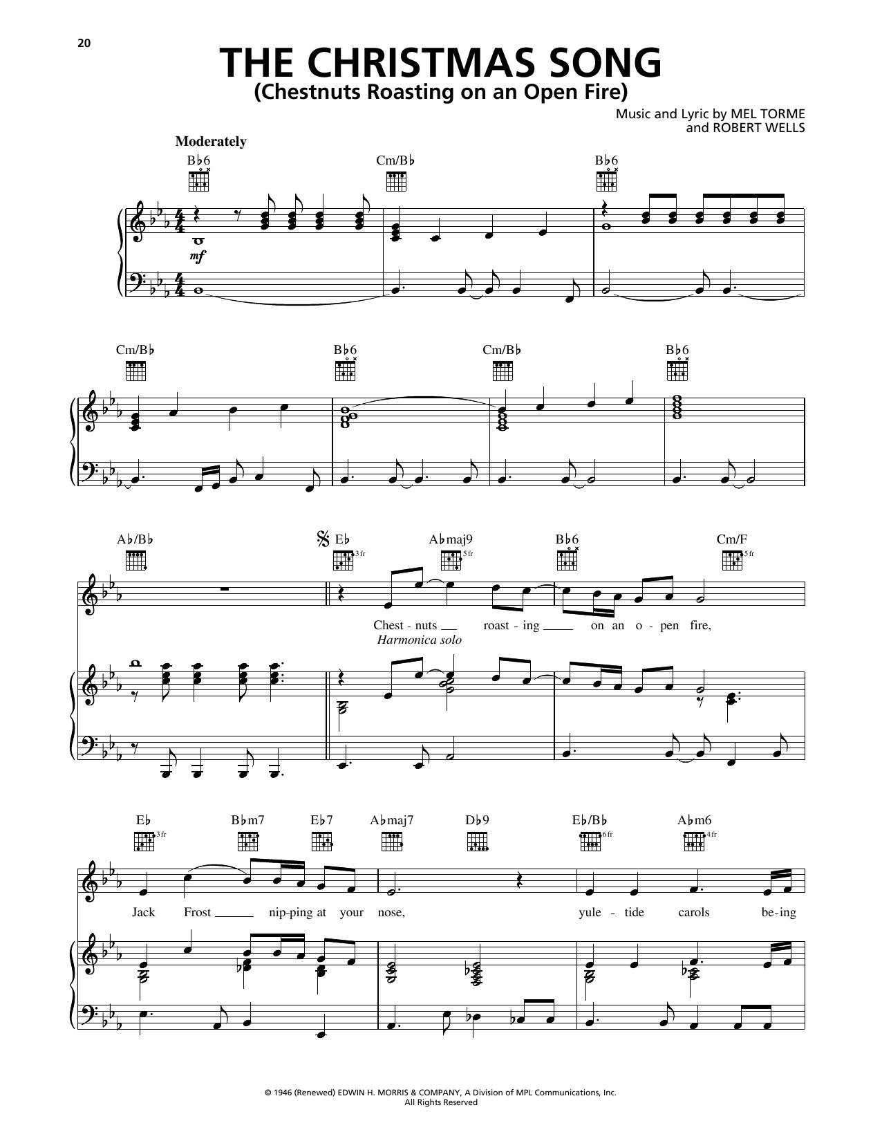 98º The Christmas Song (Chestnuts Roasting On An Open Fire) Sheet Music Notes & Chords for Piano, Vocal & Guitar Chords (Right-Hand Melody) - Download or Print PDF