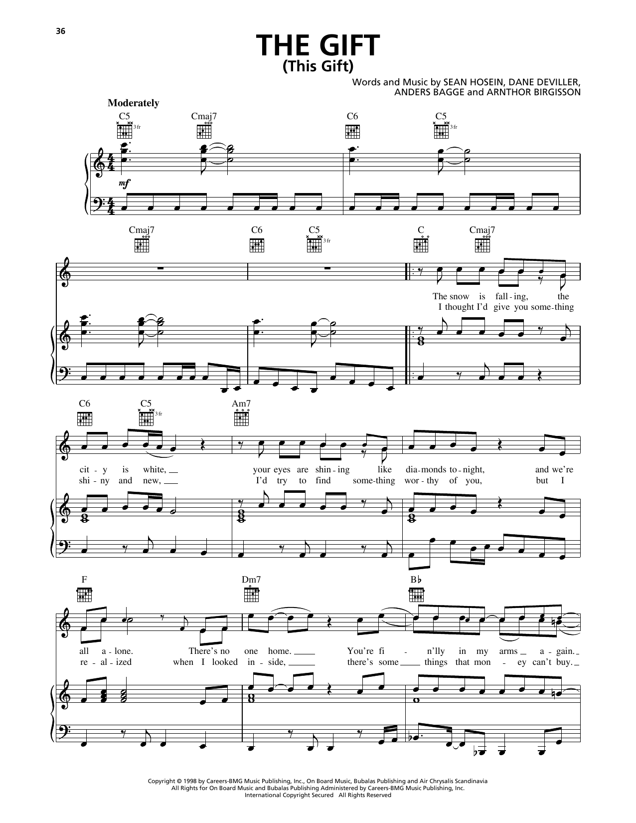 98º The Gift (This Gift) Sheet Music Notes & Chords for Piano, Vocal & Guitar Chords (Right-Hand Melody) - Download or Print PDF