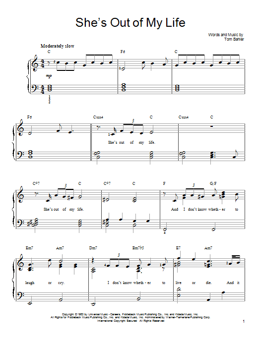 Preview 98 Degrees She's Out Of My Life Pop sheet music, notes and chords for Easy Piano, SKU: 67698 She's Out Of My Life sheet music