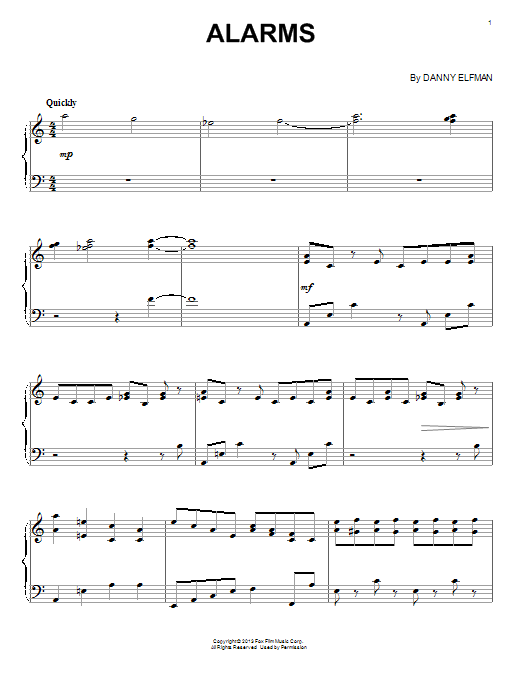 Preview Danny Elfman Alarms Children sheet music, notes and chords for Piano, SKU: 99138 sheet music, piano notes, chords, guitar tabs, score, transpose, transcribe, how to play, guide, download, learn, tutorial, progression, song, artist, awards, billboard, mtv, vh1, tour, single, album, release