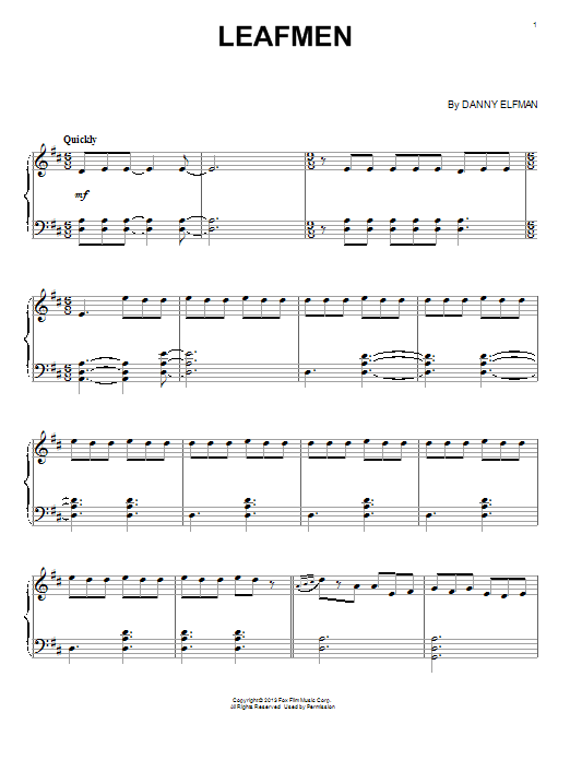 Preview Danny Elfman Leafmen Pop sheet music, notes and chords for Piano, SKU: 99139 sheet music, piano notes, chords, guitar tabs, score, transpose, transcribe, how to play, guide, download, learn, tutorial, progression, song, artist, awards, billboard, mtv, vh1, tour, single, album, release