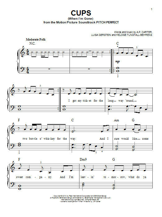 Anna Kendrick Cups When I M Gone Sheet Music Download Pdf Score 99187 The easiest way to learn cups: music notes room