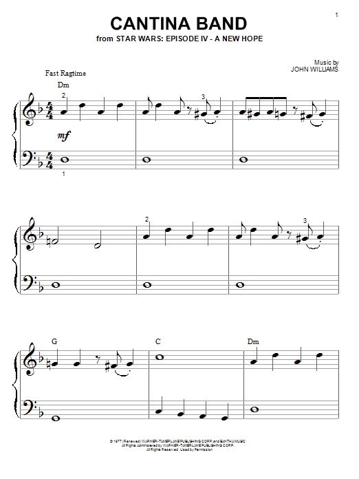 John Williams Cantina Band Sheet Music Notes Chords Download Film And Tv Notes Piano Big Notes Pdf Print 99576