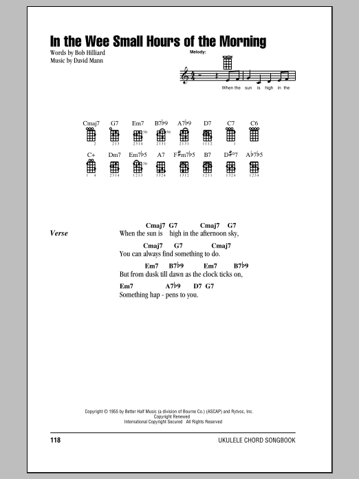 Frank Sinatra In The Wee Small Hours Of The Morning Sheet Music Notes Chords Download Jazz Notes Ukulele With Strumming Patterns Pdf Print 99746