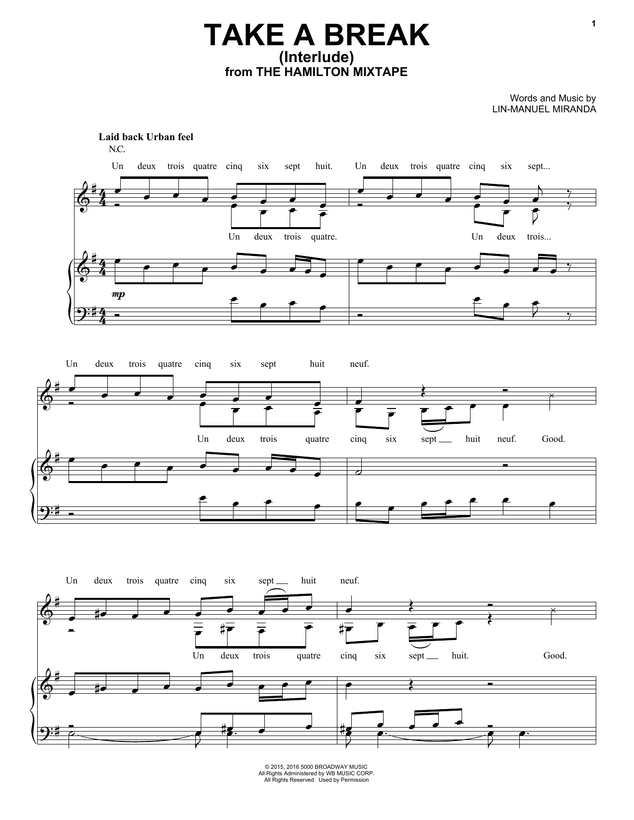 !llmind Take A Break (Interlude) Sheet Music Notes & Chords for Piano, Vocal & Guitar (Right-Hand Melody) - Download or Print PDF