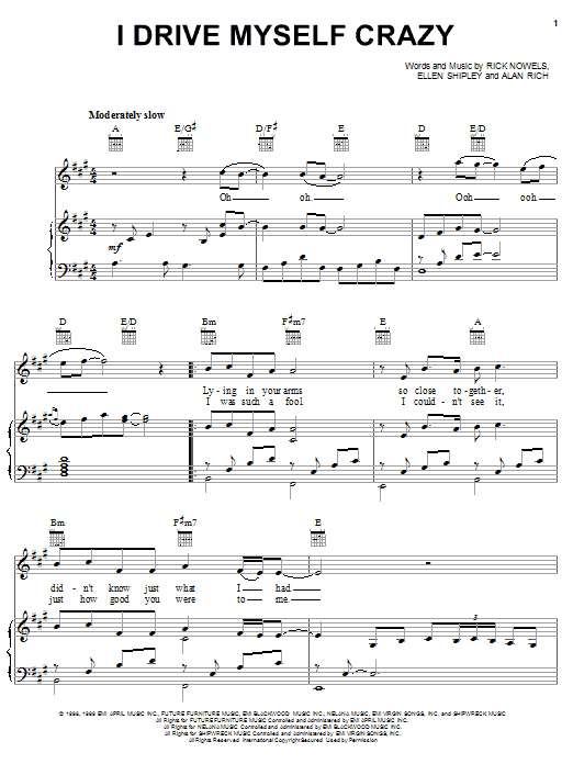 Preview 'N Sync I Drive Myself Crazy Pop sheet music, notes and chords for Piano, Vocal & Guitar (Right-Hand Melody), SKU: 18217 I Drive Myself Crazy sheet music