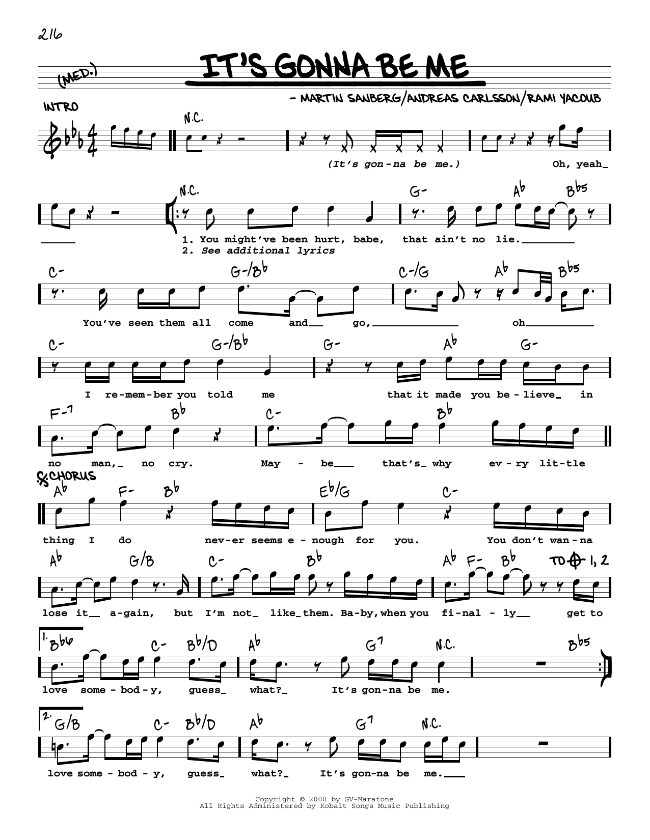 *NSYNC It's Gonna Be Me Sheet Music Notes & Chords for Real Book – Melody, Lyrics & Chords - Download or Print PDF