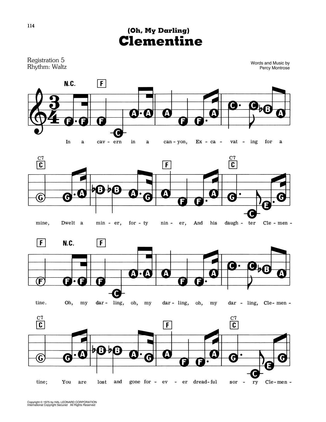 Percy Montrose Oh My Darling Clementine Sheet Music Download Pdf Score