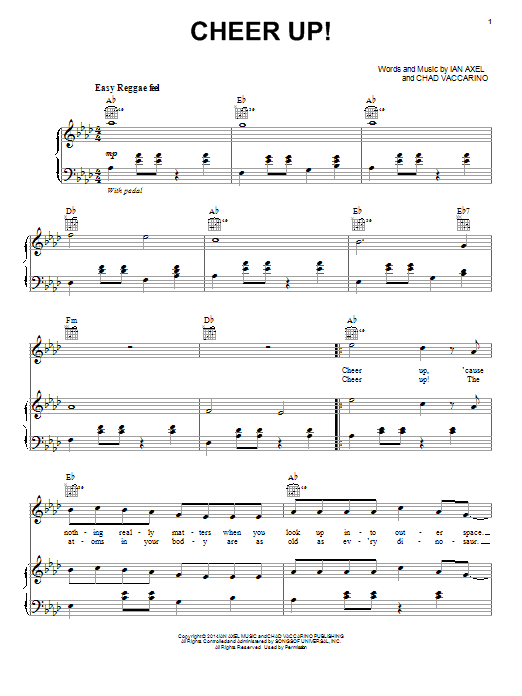 A Great Big World Cheer Up! Sheet Music Notes & Chords for Piano, Vocal & Guitar (Right-Hand Melody) - Download or Print PDF
