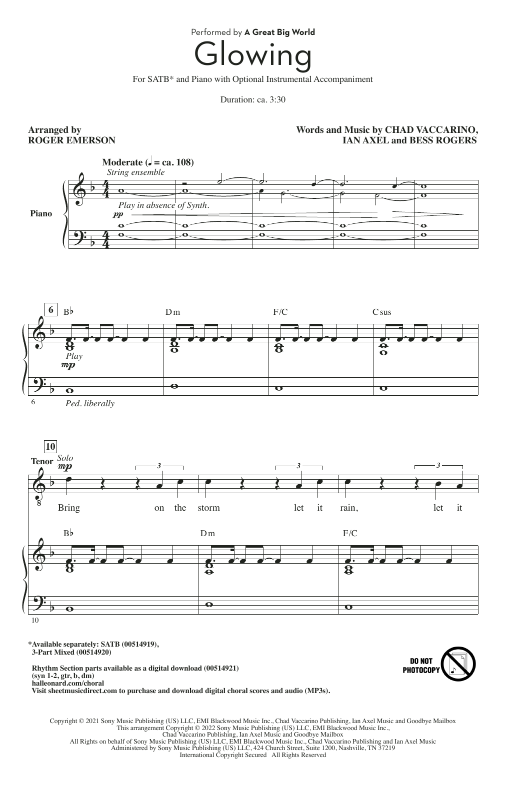 A Great Big World Glowing (arr. Roger Emerson) Sheet Music Notes & Chords for SATB Choir - Download or Print PDF