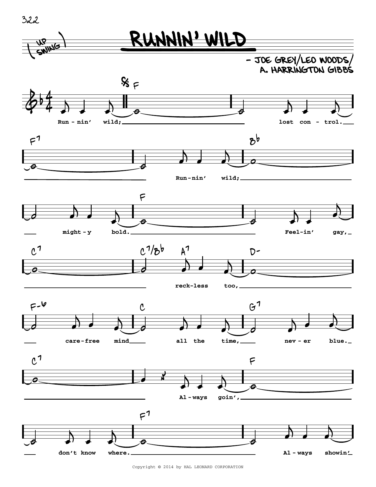 A. Harrington Gibbs Runnin' Wild (Low Voice) Sheet Music Notes & Chords for Real Book – Melody, Lyrics & Chords - Download or Print PDF A. Harrington Gibbs Runnin' Wild (Low Voice) Sheet Music Notes & Chords for Real Book – Melody, Lyrics & Chords - Download or Print PDF