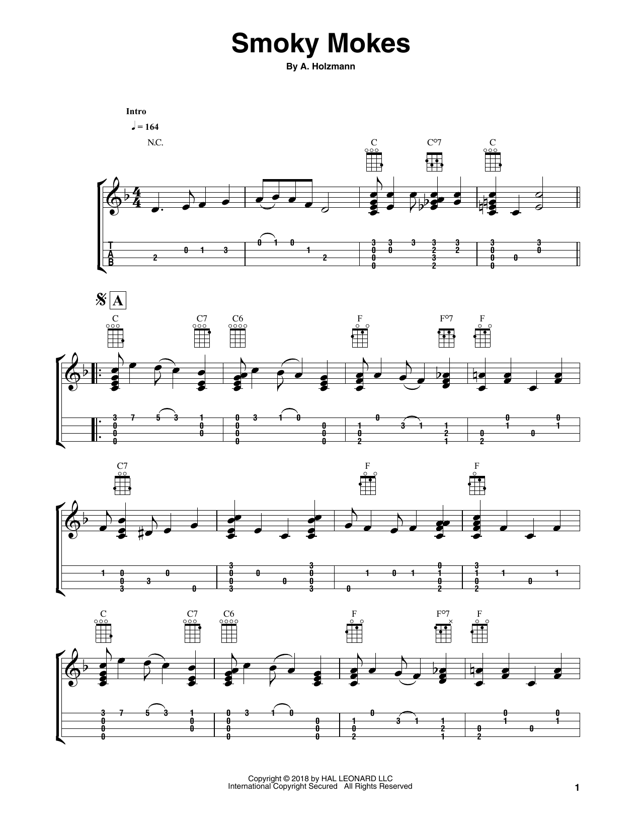 Fred Sokolow Smoky Mokes Sheet Music Notes & Chords for Ukulele - Download or Print PDF