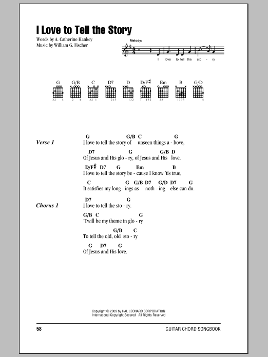 A. Katherine Hankey I Love To Tell The Story Sheet Music Notes & Chords for Lyrics & Chords - Download or Print PDF