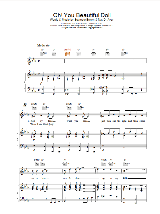 Nat D. Ayer Oh! You Beautiful Doll Sheet Music Notes & Chords for Lead Sheet / Fake Book - Download or Print PDF