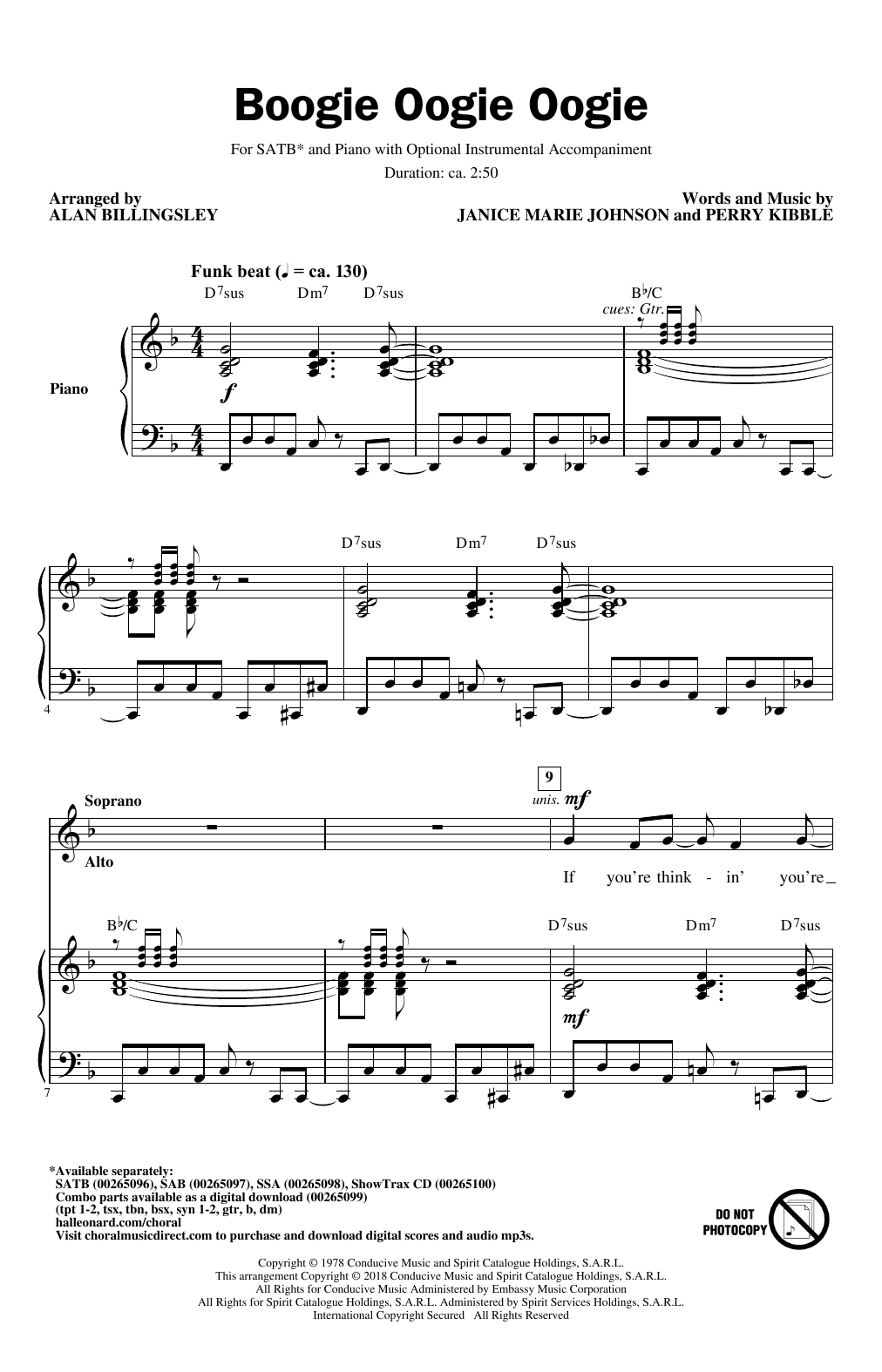 A Taste Of Honey Boogie Oogie Oogie (arr. Alan Billingsley) Sheet Music Notes & Chords for SATB - Download or Print PDF