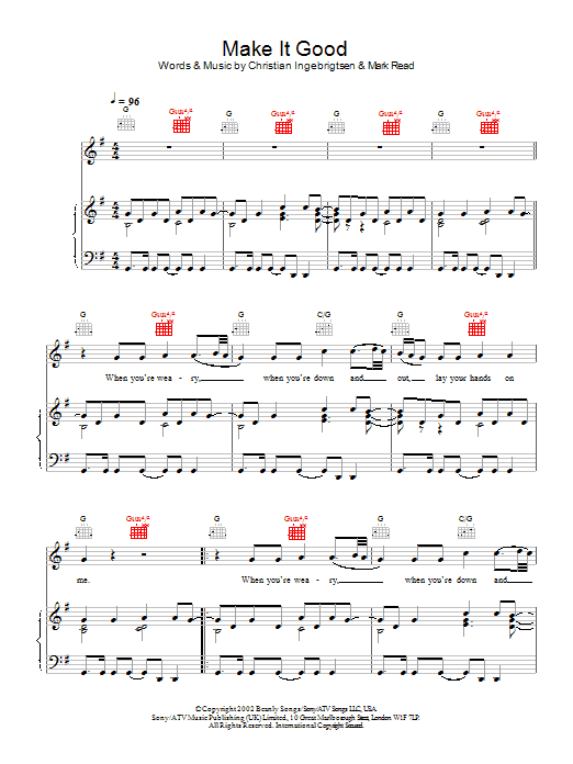 A1 Make It Good Sheet Music Notes & Chords for Piano, Vocal & Guitar - Download or Print PDF