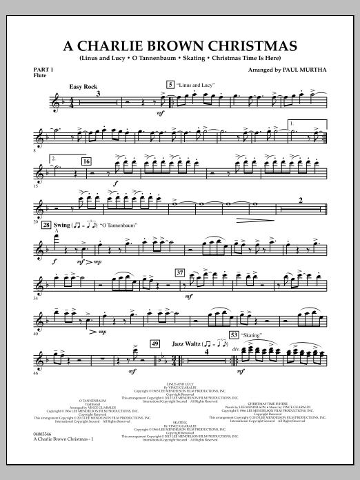 Paul Murtha A Charlie Brown Christmas Pt 1 Flute Sheet Music Download Pdf Score 317252