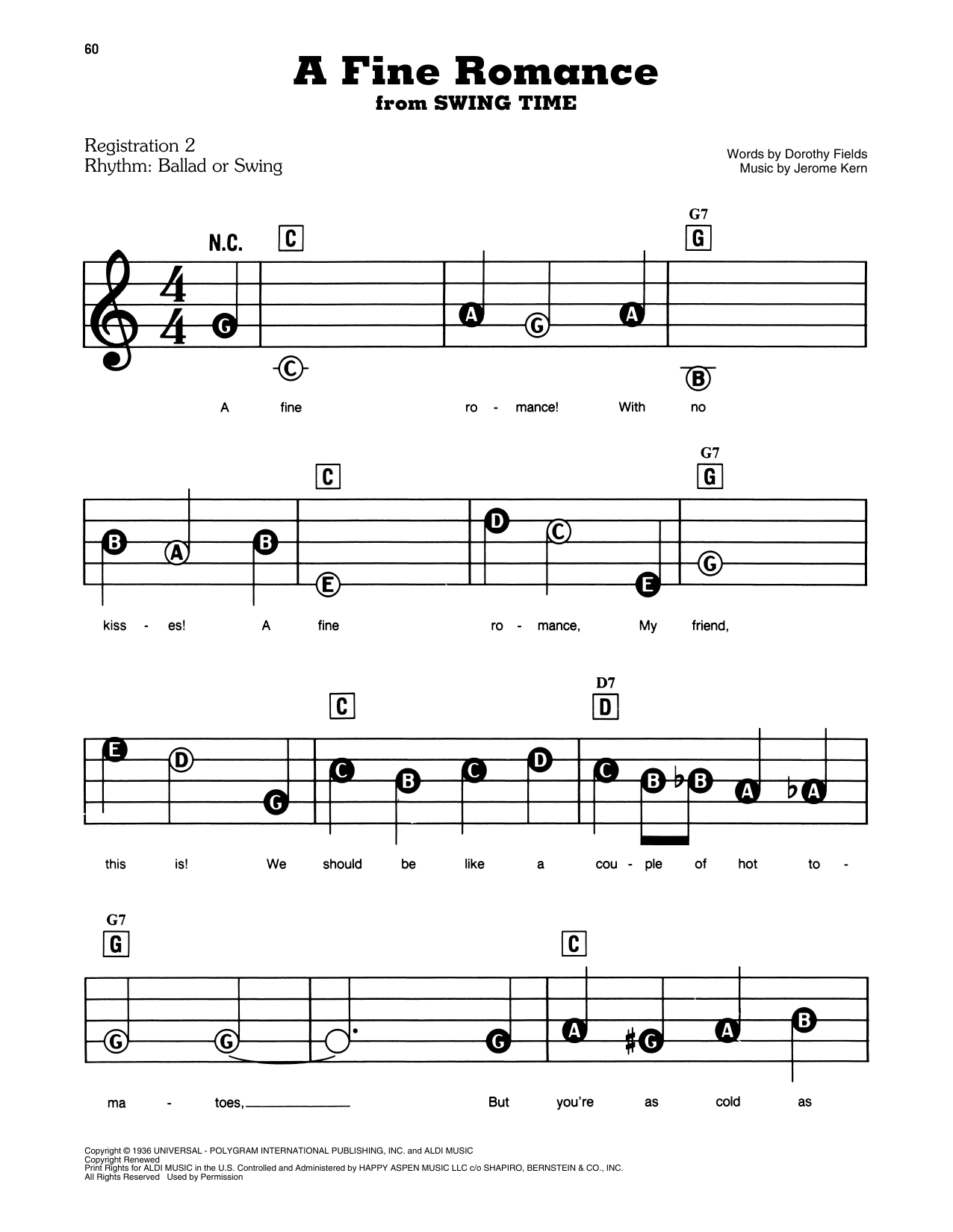 Preview Frank Sinatra A Fine Romance Jazz sheet music, notes and chords for Piano, Vocal & Guitar (Right-Hand Melody), SKU: 13621 sheet music, piano notes, chords, guitar tabs, score, transpose, transcribe, how to play, guide, download, learn, tutorial, progression, song, artist, awards, billboard, mtv, vh1, tour, single, album, release