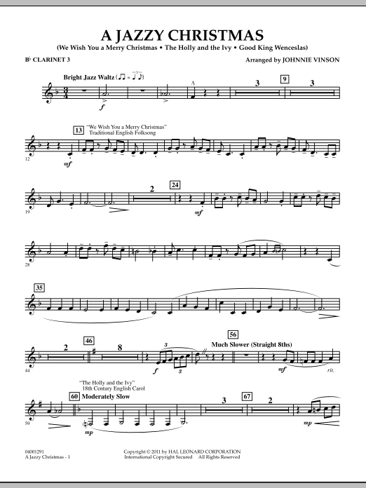 Johnnie Vinson A Jazzy Christmas Bb Clarinet 3 Sheet Music Download Pdf Score 300421