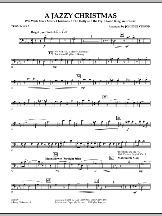 Johnnie Vinson A Jazzy Christmas Trombone 2 Sheet Music Download Pdf Score 300434