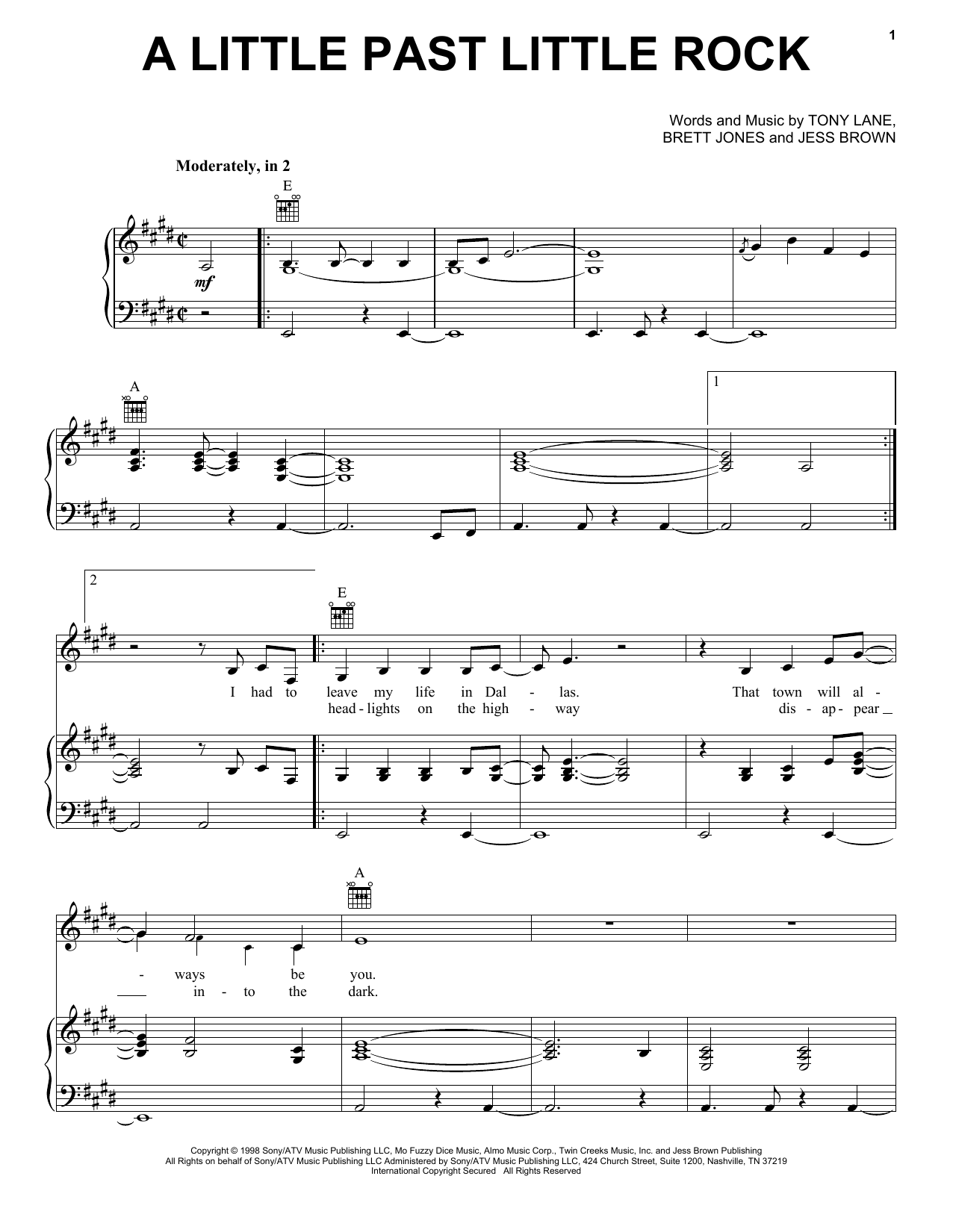 Lee Ann Womack A Little Past Little Rock Sheet Music Download Pdf Score 442343