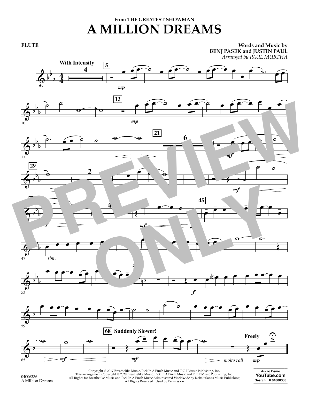 Pasek Paul A Million Dreams From The Greatest Showman Arr Paul Murtha Flute Sheet Music Download Pdf Score 438498