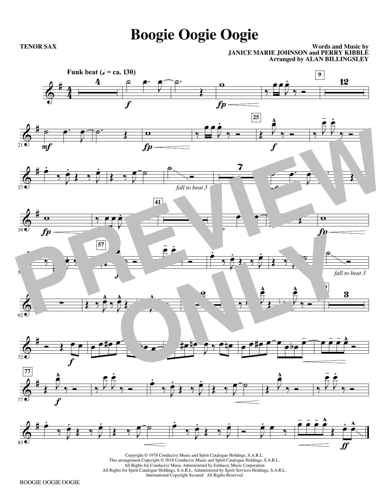 Boogie Oogie Oogie (arr. Alan Billingsley) - Bb Tenor Saxophone sheet music