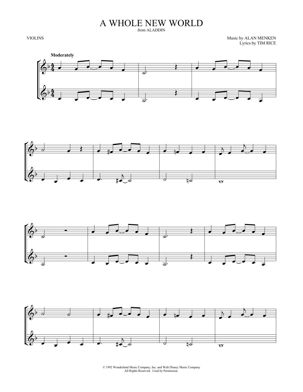 Alan Menken A Whole New World From Aladdin Arr Mark Phillips Sheet Music Download Pdf Score 409891