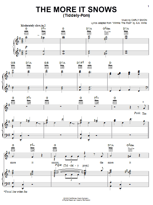 A.A. Milne The More It Snows (Tiddely-Pom) Sheet Music Notes & Chords for Piano, Vocal & Guitar (Right-Hand Melody) - Download or Print PDF A.A. Milne The More It Snows (Tiddely-Pom) Sheet Music Notes & Chords for Piano, Vocal & Guitar (Right-Hand Melody) - Download or Print PDF