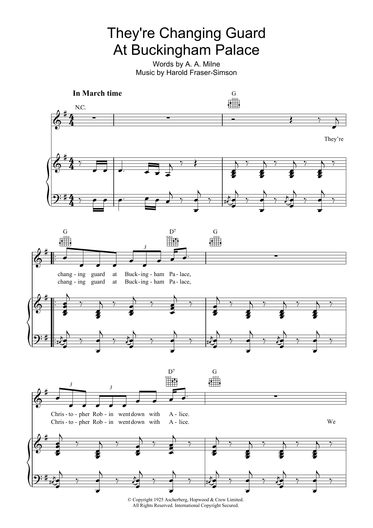 A.A. Milne They're Changing Guard At Buckingham Palace Sheet Music Notes & Chords for Piano, Vocal & Guitar - Download or Print PDF