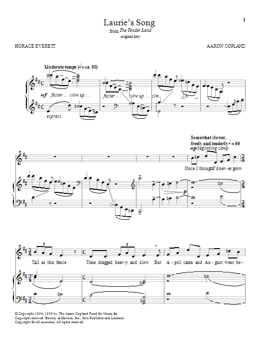 Aaron Copland Laurie's Song Sheet Music Notes & Chords for Piano & Vocal - Download or Print PDF
