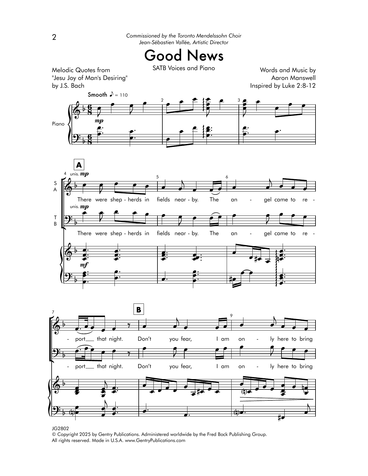 Aaron Manswell Good News Sheet Music Notes & Chords for SATB Choir - Download or Print PDF
