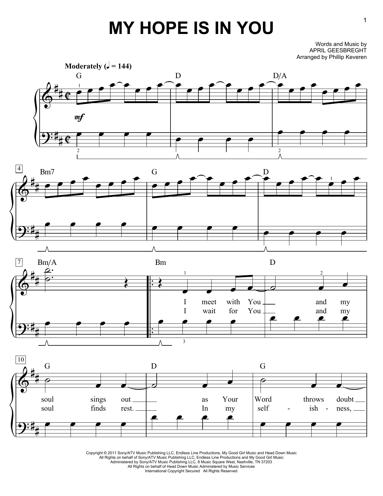 Phillip Keveren My Hope Is In You Sheet Music Notes & Chords for Easy Piano - Download or Print PDF