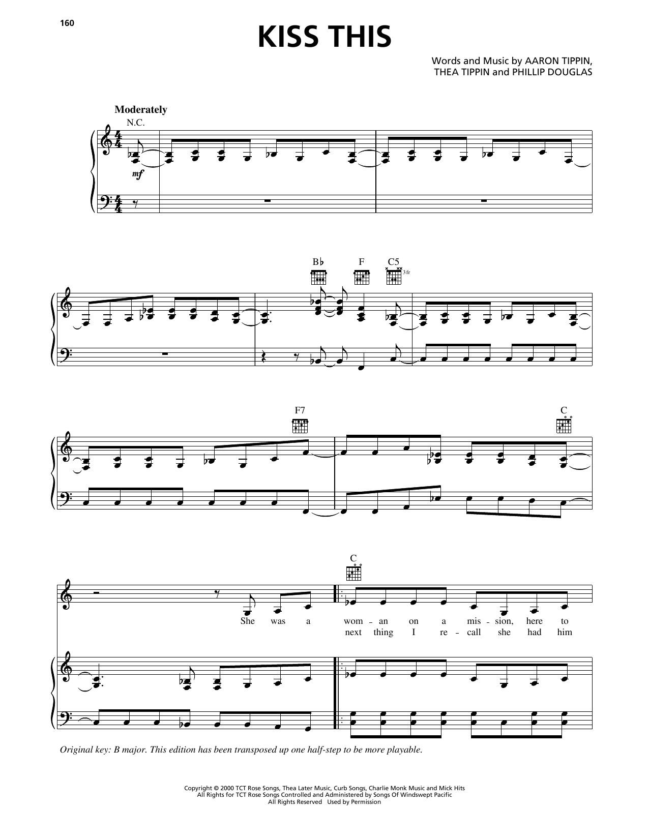 Aaron Tippin Kiss This Sheet Music Notes & Chords for Piano, Vocal & Guitar Chords (Right-Hand Melody) - Download or Print PDF
