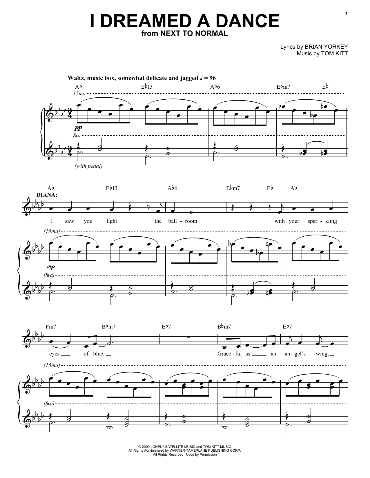 Aaron Tveit I Dreamed A Dance (from Next to Normal) Sheet Music Notes & Chords for Piano & Vocal - Download or Print PDF