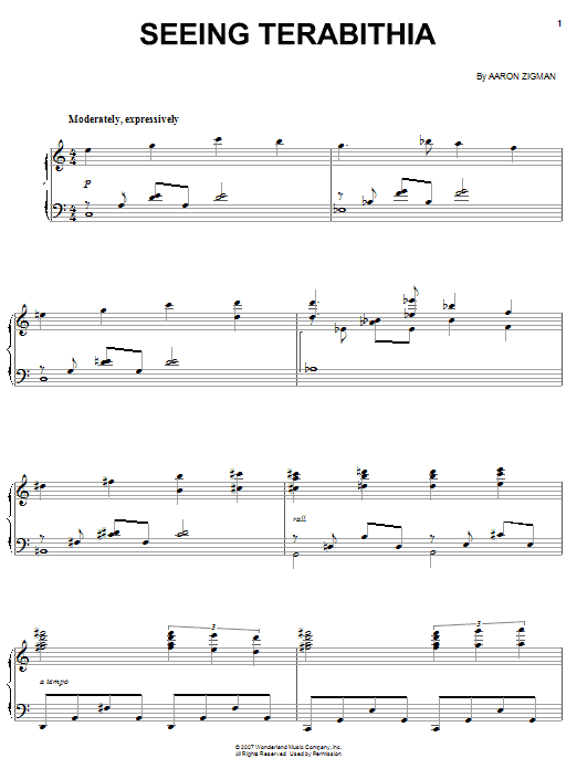 Aaron Zigman Seeing Terabithia Sheet Music Notes & Chords for Piano - Download or Print PDF Aaron Zigman Seeing Terabithia Sheet Music Notes & Chords for Piano - Download or Print PDF