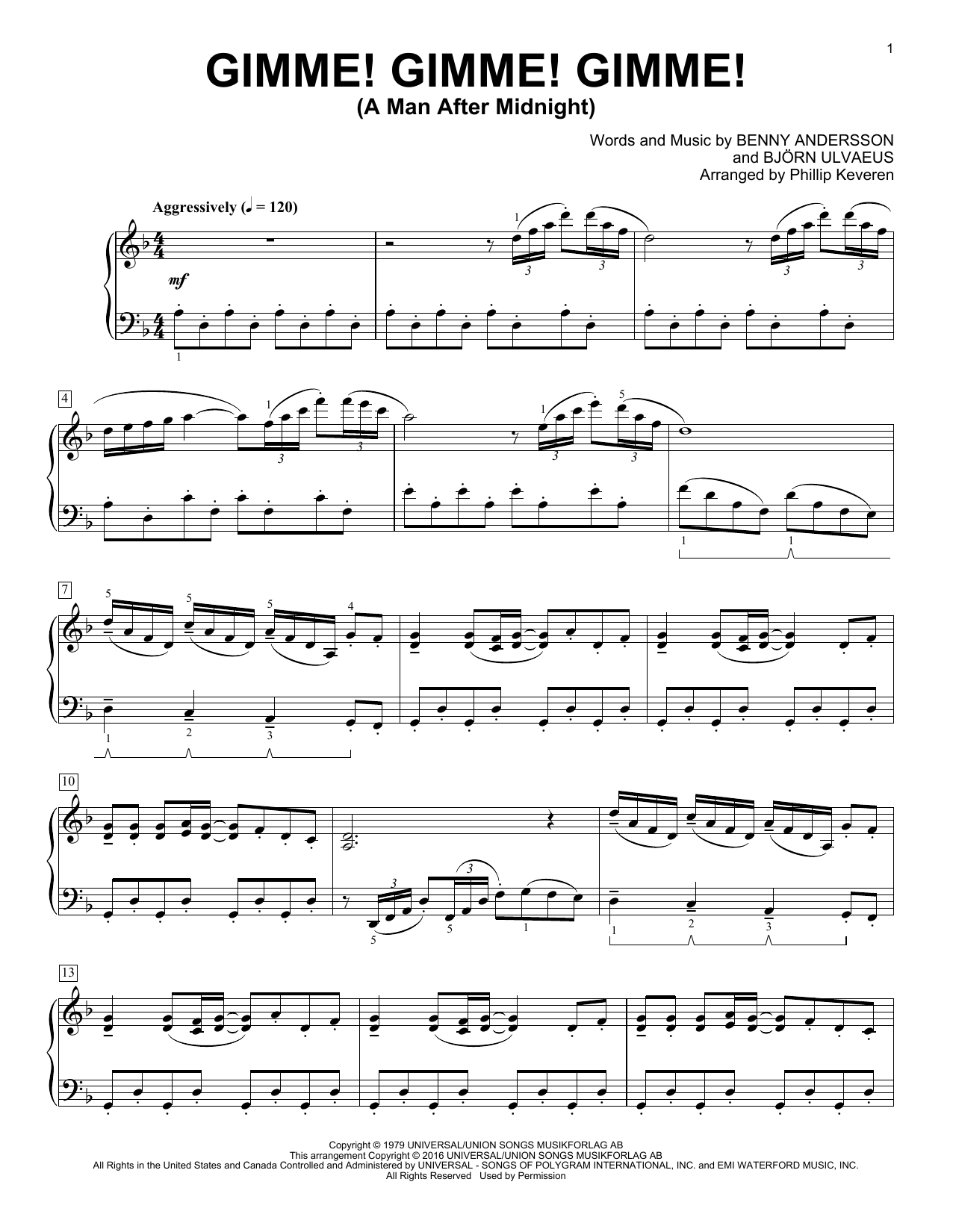 Phillip Keveren Gimme! Gimme! Gimme! (A Man After Midnight) Sheet Music Notes & Chords for Piano - Download or Print PDF