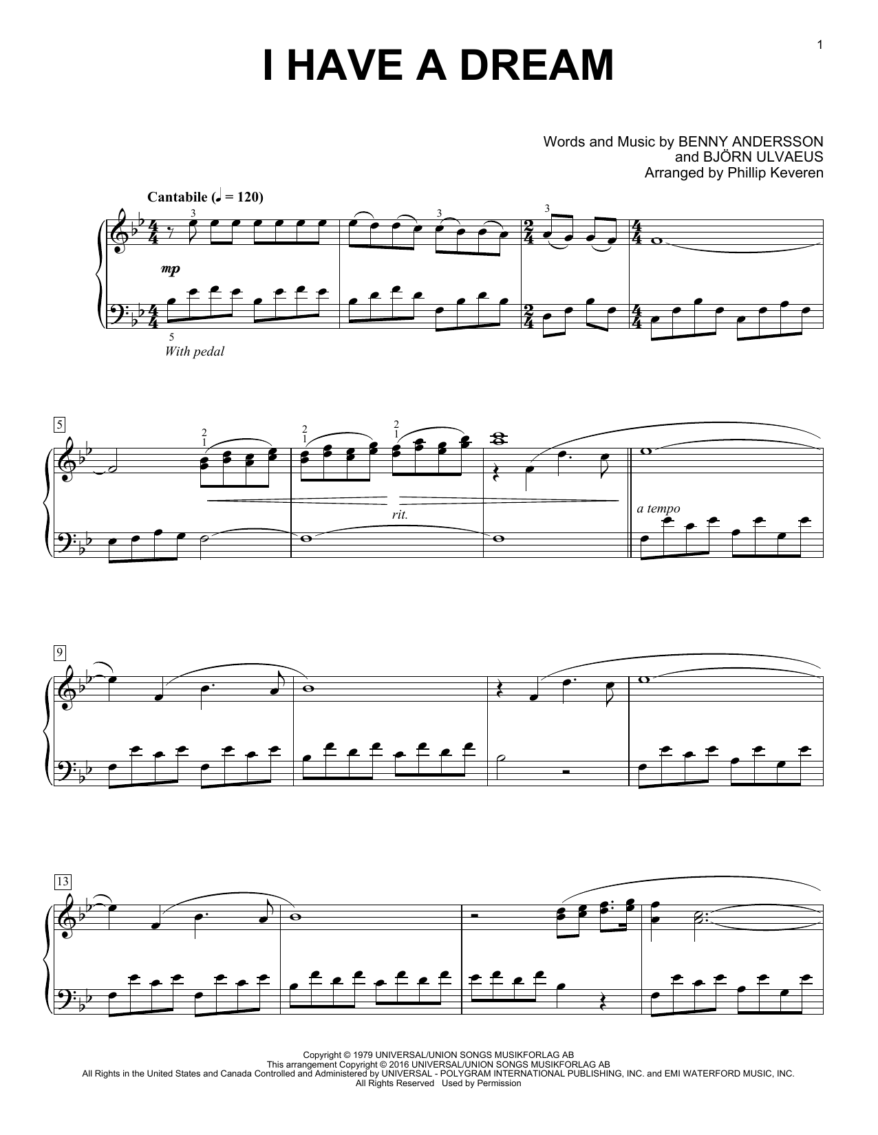 Phillip Keveren I Have A Dream Sheet Music Notes & Chords for Piano - Download or Print PDF
