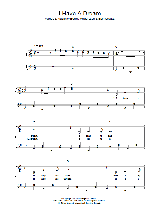 ABBA I Have A Dream Sheet Music Notes & Chords for Guitar - Download or Print PDF