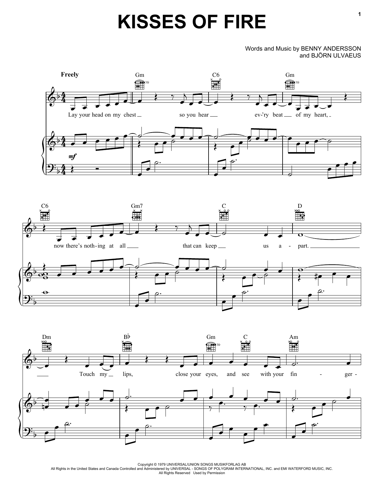 ABBA Kisses Of Fire (from Mamma Mia! Here We Go Again) Sheet Music Notes & Chords for Easy Piano - Download or Print PDF